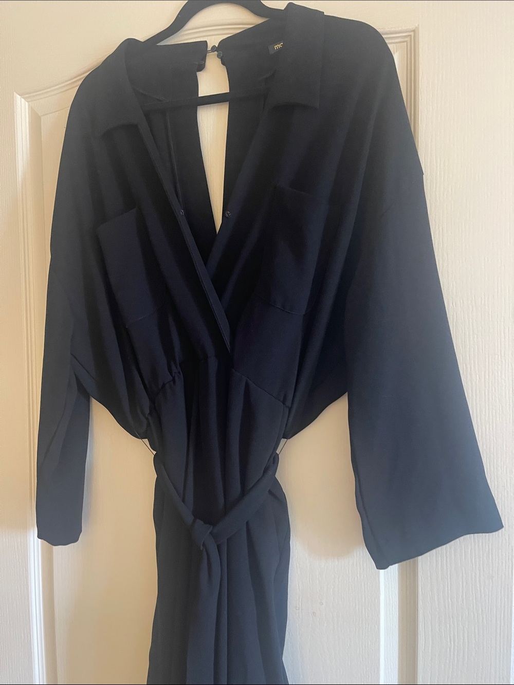 Maje Black Romper with Self-Tie Belt